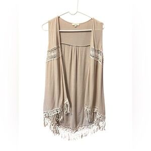 🟣Kori America Boho Sleeveless Lace Duster – Large